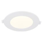 Spot încastrat din plastic alb, plastic opal, cablu PVC alb, driver extern inclus, ø: 128mm, H: 25mm, decupaj Ø 115mm, lungimea cablului de alimentare 200mm, inclusiv LED 6W 230V, sursă 610lm, 500lm ieșire, 4000K