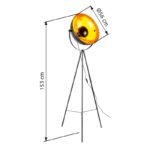 Lampă de podea metal negru, metal auriu mat, metal auriu, comutator cu pedală în cablu, rotativă/orientabilă, ø: 560mm, H: 1530mm, excl. 1x E27 40W 230V - imagine 6