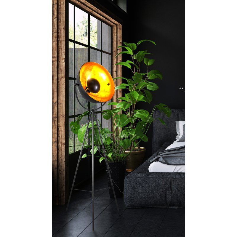 timo-45150145-g30020-6 Lampă de podea metal negru, metal auriu mat, metal auriu, comutator cu pedală în cablu, rotativă/orientabilă, ø: 560mm, H: 1530mm, excl. 1x E27 40W 230V - imagine 1