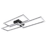 Plafoniera metal negru, dispersor plastic alb, memorie, dimabila, telecomanda, culori lumina schimbabile, inkl. 2xAAA, LxBxH:900x400x80, inkl. 1xLED 58W 230V, 5500lm Source, 4300lm Output, CCT 3000-6.500K - imagine 3