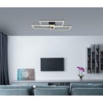 Plafoniera metal/aluminiu negru mat, alb acrilic, reglabilă, culori fixabile, SmartLight, aplicație, memorie, lumină de noapte, cronometru, telecomandă, baterie inclusă 2xAAA, 900x400x80mm, LED 58W 230V, sursă 5800lm , 3200lm ieșire, CCT 3000-6500K - imagine 2