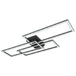 Plafoniera metal/aluminiu negru mat, alb acrilic, reglabilă, culori fixabile, SmartLight, aplicație, memorie, lumină de noapte, cronometru, telecomandă, baterie inclusă 2xAAA, 900x400x80mm, LED 58W 230V, sursă 5800lm , 3200lm ieșire, CCT 3000-6500K - imagine 6