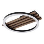 Plafonieră, metal negru mat, MDF cu efect de lemn închis, plastic negru mat, plastic opal, LxWxH: 340x300x60mm, incl. LED 12W 230V, sursă 1250lm, ieșire 600lm, 3000K - imagine 3