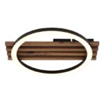 Plafonieră, metal negru mat, MDF cu efect de lemn închis, plastic negru mat, plastic opal, LxWxH: 340x300x60mm, incl. LED 12W 230V, sursă 1250lm, ieșire 600lm, 3000K - imagine 4