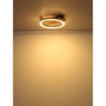 Plafonieră, metal negru mat, MDF cu efect de lemn închis, plastic negru mat, plastic opal, LxWxH: 340x300x60mm, incl. LED 12W 230V, sursă 1250lm, ieșire 600lm, 3000K