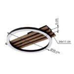 Plafonieră, metal negru mat, MDF cu efect de lemn închis, plastic negru mat, plastic opal, LxWxH: 340x300x60mm, incl. LED 12W 230V, sursă 1250lm, ieșire 600lm, 3000K - imagine 6