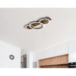 Plafonieră metal negru mat, MDF aspect lemn închis, plastic negru mat, plastic opal, ø: 300mm, H: 95mm, 1 inel 30cm, 2 inele 20cm, incl. LED 24W 230V, sursă 2450lm, ieșire 1200lm, 3000K - imagine 2
