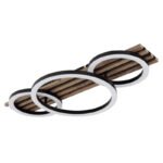 Plafonieră metal negru mat, MDF aspect lemn închis, plastic negru mat, plastic opal, ø: 300mm, H: 95mm, 1 inel 30cm, 2 inele 20cm, incl. LED 24W 230V, sursă 2450lm, ieșire 1200lm, 3000K - imagine 3