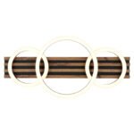 Plafonieră metal negru mat, MDF aspect lemn închis, plastic negru mat, plastic opal, ø: 300mm, H: 95mm, 1 inel 30cm, 2 inele 20cm, incl. LED 24W 230V, sursă 2450lm, ieșire 1200lm, 3000K - imagine 5