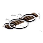 Plafonieră metal negru mat, MDF aspect lemn închis, plastic negru mat, plastic opal, ø: 300mm, H: 95mm, 1 inel 30cm, 2 inele 20cm, incl. LED 24W 230V, sursă 2450lm, ieșire 1200lm, 3000K - imagine 6