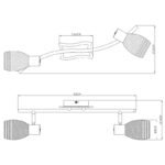 Spot, crom, MDF wenge, sticla mata, LxH: 500x160, excl. 2xE14 40W 230V - imagine 3