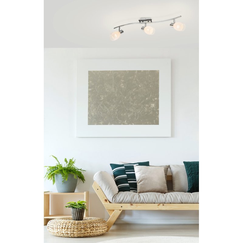 toay-541010-3-g18309-5 Spot, crom, MDF wenge, sticla mata, LxH: 690x160, excl 3xE14 40W 230V - imagine 1