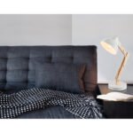 Lampa de birou,lemn alb, metal alb,cablu 1,5 m, comutator, LxWxH: inclusiv 320x160x450,excl 1xE27 40W 230V. - imagine 2