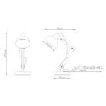 Lampa de birou,lemn alb, metal alb,cablu 1,5 m, comutator, LxWxH: inclusiv 320x160x450,excl 1xE27 40W 230V. - imagine 3