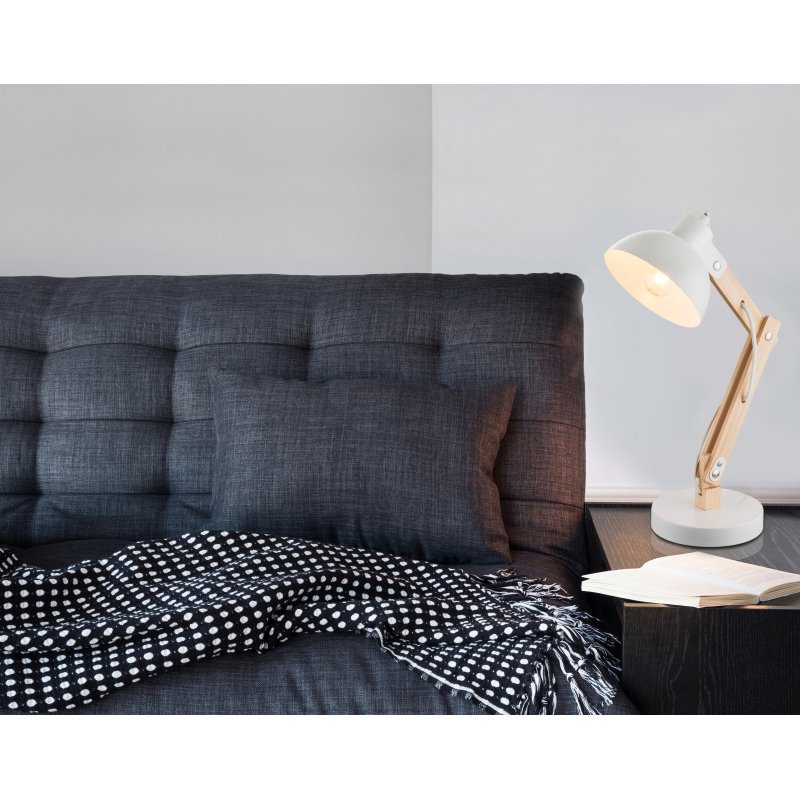 tongariro-21502-g21055-3 Lampa de birou,lemn alb, metal alb,cablu 1,5 m, comutator, LxWxH: inclusiv 320x160x450,excl 1xE27 40W 230V. - imagine 1