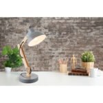Lampa de birou,lemn, metal gri, cablu de 1,5 m, comutator, LxWxH: 320x160x450, excl 1xE27 40W 230V. - imagine 2