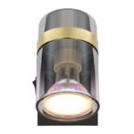 Spotlight metal negru mat, sticlă fumurie, gradient transparent, metal alamă mată, întrerupător pe articol,  l x I x A: 70x96x135mm, fără 1x GU10 8W 230V - imagine 5