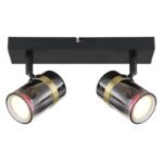 Spotlight metal negru mat, sticlă fumurie transparentă gradient, metal alamă mată, L x l x I: 260x90x125mm, excl. 2x GU10 8W 230V - imagine 5