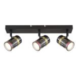 Spotlight metal negru mat, sticlă fumurie, gradient transparent, metal alamă mată, L x l x I: 410x60x125mm, fără 3x GU10 8W 230V - imagine 5