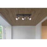 Spotlight metal negru mat, sticlă fumurie, gradient transparent, metal alamă mată, L x l x I: 410x60x125mm, fără 3x GU10 8W 230V