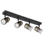 Spotlight metal negru mat, sticlă fumurie transparentă gradient, metal alamă mată, L x l x I: 560x60x125mm, fără 4x GU10 8W 230V - imagine 4