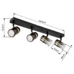 Spotlight metal negru mat, sticlă fumurie transparentă gradient, metal alamă mată, L x l x I: 560x60x125mm, fără 4x GU10 8W 230V - imagine 6