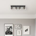 Spotlight metal negru mat, sticlă fumurie transparentă gradient, metal alamă mată, L x l x I: 560x60x125mm, fără 4x GU10 8W 230V