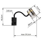 Aplică metal negru mat, sticlă fumurie, gradient transparent, metal alamă mată, cablu PVC negru, întrerupător pe articol, flexo,  l x I: 70x405, lungime cablu 1500mm, excl. 1x GU10 8W 230V - imagine 6
