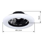 Ventilator de tavan metal/plastic negru, acrilic alb,reglabil, culorile pot fi fixate, lumina de noapte, temporizator, telecomanda, motor 18W, utilizare pt.25m²,ø:500mm,H:175mm,LED 30W 230V 180lm-1800lm, CCT 3000-6500K, variabilă de la 600-1000 RPM - imagine 6