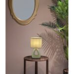 Lampă de masă ceramică verde deschis, textil verde deschis, cablu PVC alb, întrerupător basculant pe cablu, LxLxA: 170x100x300mm, lungime cablu 1300mm, excl. 1x E14 40W 230V - imagine 2