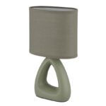 Lampă de masă ceramică verde deschis, textil verde deschis, cablu PVC alb, întrerupător basculant pe cablu, LxLxA: 170x100x300mm, lungime cablu 1300mm, excl. 1x E14 40W 230V - imagine 4