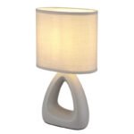 Lampă de masă ceramică gri, textil gri, cablu PVC alb, comutator basculant pe cablu, LxLxA: 170x100x300mm, lungime cablu 1300mm, excl. 1x E14 40W 230V