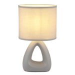 Lampă de masă ceramică gri, textil gri, cablu PVC alb, comutator basculant pe cablu, LxLxA: 170x100x300mm, lungime cablu 1300mm, excl. 1x E14 40W 230V - imagine 4