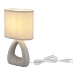 Lampă de masă ceramică gri, textil gri, cablu PVC alb, comutator basculant pe cablu, LxLxA: 170x100x300mm, lungime cablu 1300mm, excl. 1x E14 40W 230V - imagine 5