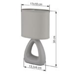 Lampă de masă ceramică gri, textil gri, cablu PVC alb, comutator basculant pe cablu, LxLxA: 170x100x300mm, lungime cablu 1300mm, excl. 1x E14 40W 230V - imagine 6
