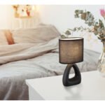 Lampă de masă ceramică neagră, textil negru, cablu PVC negru, comutator basculant pe cablu, LxLxA: 170x100x300mm, lungime cablu 1300mm, excl. 1x E14 40W 230V - imagine 2