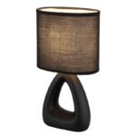Lampă de masă ceramică neagră, textil negru, cablu PVC negru, comutator basculant pe cablu, LxLxA: 170x100x300mm, lungime cablu 1300mm, excl. 1x E14 40W 230V