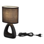 Lampă de masă ceramică neagră, textil negru, cablu PVC negru, comutator basculant pe cablu, LxLxA: 170x100x300mm, lungime cablu 1300mm, excl. 1x E14 40W 230V - imagine 5