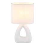 Lampă de masă ceramică alb, textil alb, cablu PVC alb, comutator basculant pe cablu, LxLxA: 170x100x300mm, lungime cablu 1300mm, excl. 1x E14 40W 230V - imagine 4