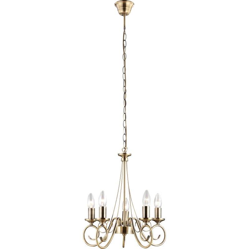 truncatus-69003-5-g12228 Candelabru alamă antică, D: 400, H: 1300, fără 5xE14 40W 230V - imagine 1