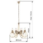 Candelabru Truncatus, Alamă antică, E14 8x40W, Ø550mm, Globo - imagine 5
