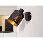 Aplica de perete din metal negru, auriu-negru plastic , switch, LxH: 100x145, AL: 130, exc l 1xE14 15W 230V - imagine 2