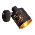 Aplica de perete din metal negru, auriu-negru plastic , switch, LxH: 100x145, AL: 130, exc l 1xE14 15W 230V