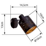 Aplica de perete din metal negru, auriu-negru plastic , switch, LxH: 100x145, AL: 130, exc l 1xE14 15W 230V - imagine 6