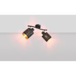 Spot metal negru, plastic negru auriu, LxLxH: 296x100x160, excl. 2xE14 15W 230V - imagine 2