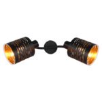 Spot metal negru, plastic negru auriu, LxLxH: 296x100x160, excl. 2xE14 15W 230V - imagine 5