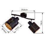 Spot metal negru, plastic negru auriu, LxLxH: 296x100x160, excl. 2xE14 15W 230V - imagine 6