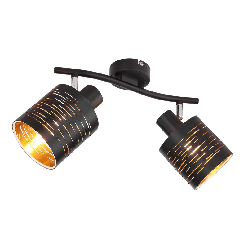 tunno-15342-2-g25651 Spot metal negru, plastic negru auriu, LxLxH: 296x100x160, excl. 2xE14 15W 230V - imagine 1