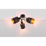 Plafoniera din metal negru, auriu-negru plastic,, D: 400, H: 210, excl 3xE14 15W 230V - imagine 2