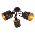 Plafoniera din metal negru, auriu-negru plastic,, D: 400, H: 210, excl 3xE14 15W 230V